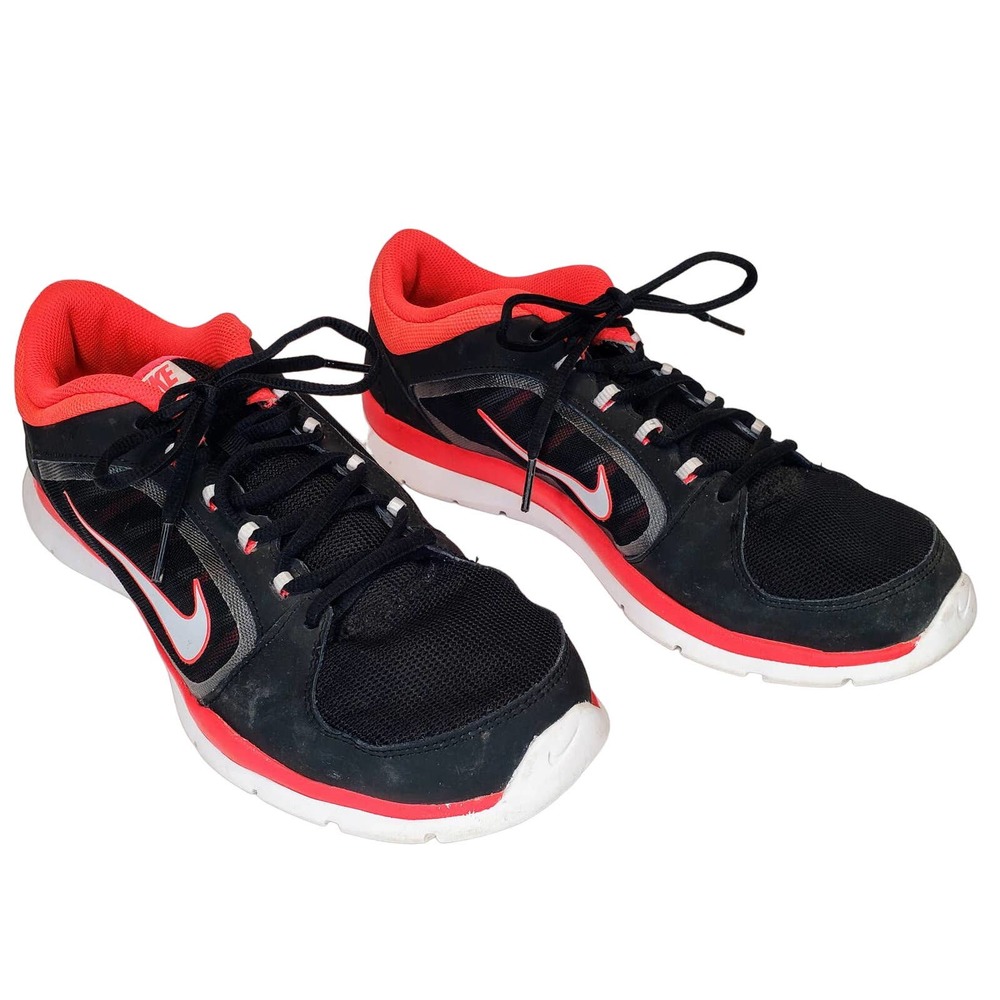 NIKE Womens Size 11 Flex Trainer 4 Running Shoes Black Crimson 643083-002
